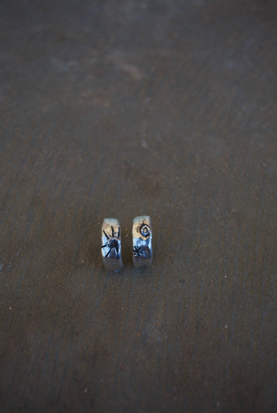 Silver half hoops with blue sapphire
