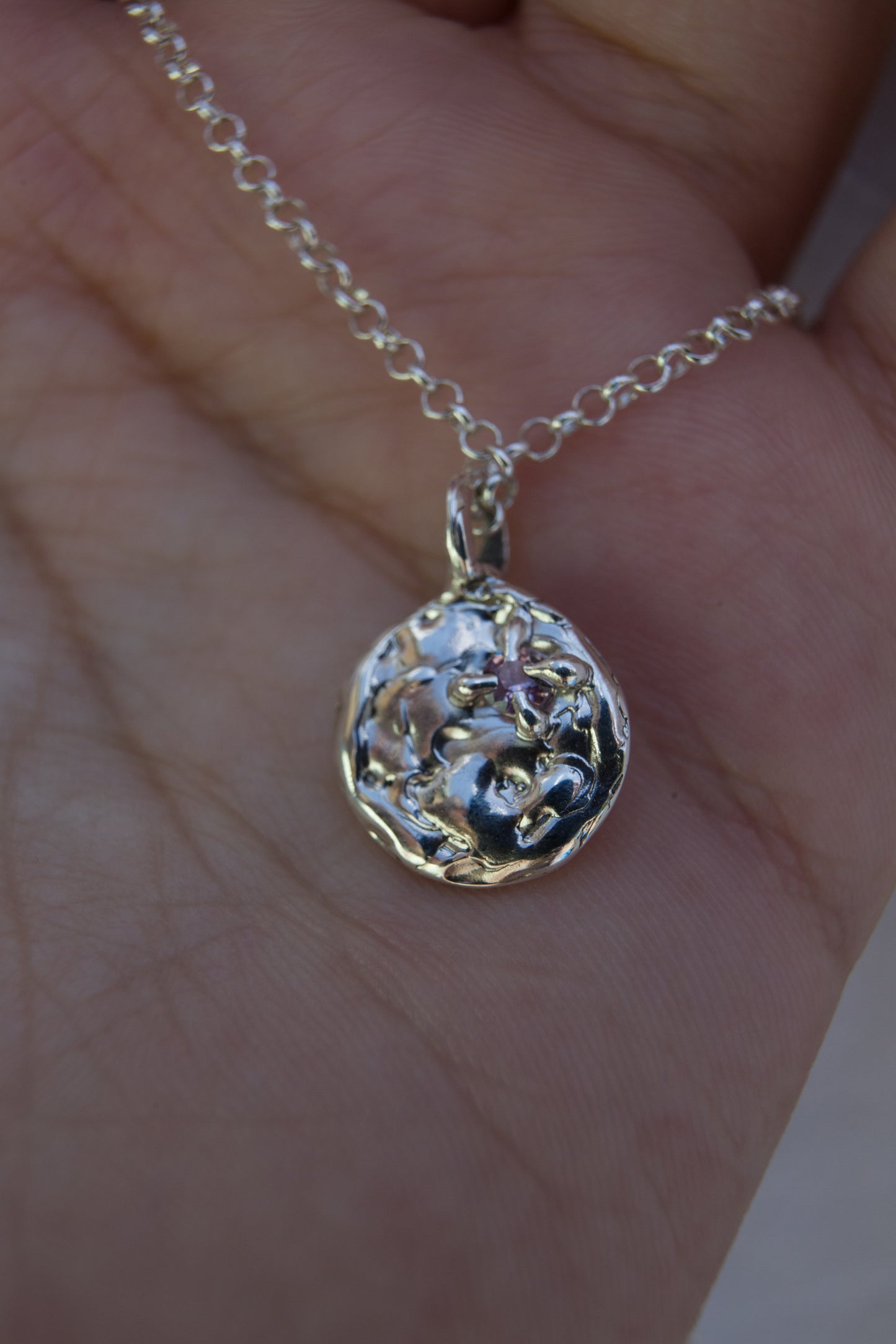 Silver pendant with Pink Corundrum