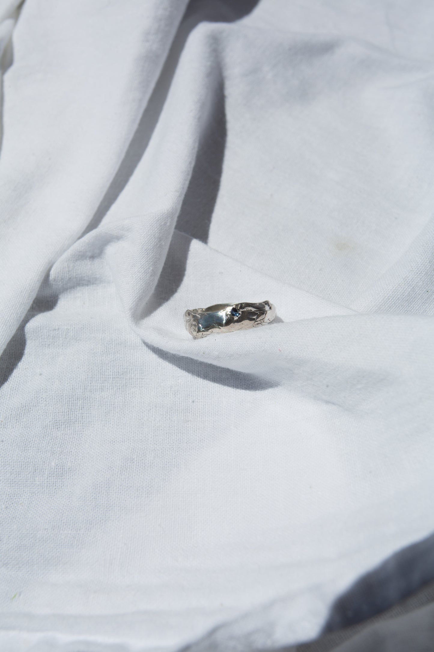 silver ring with sapphire