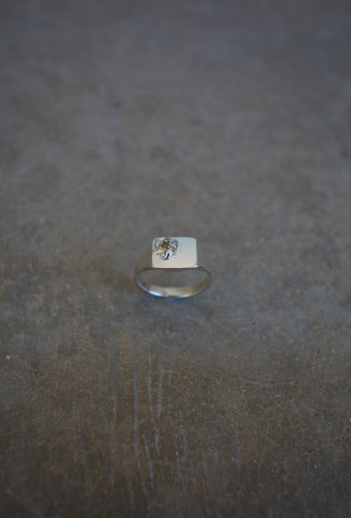 Silver signet with yellow sapphire