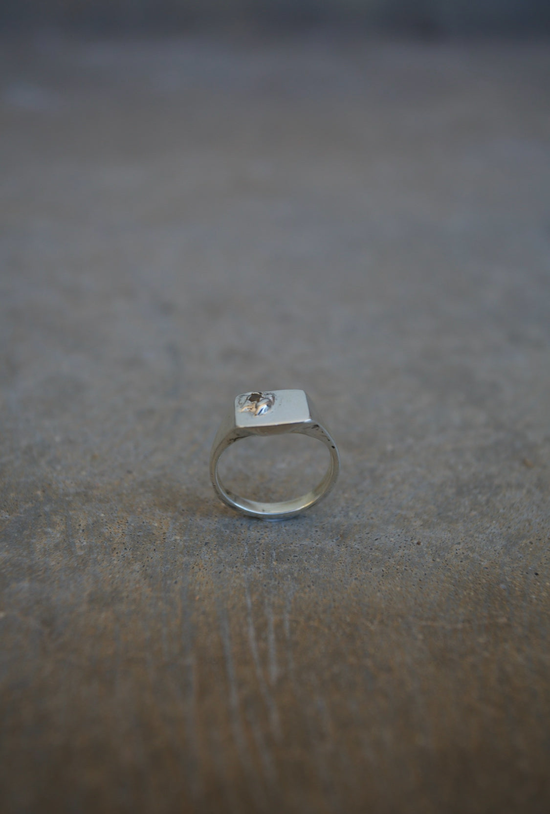 Silver signet with yellow sapphire