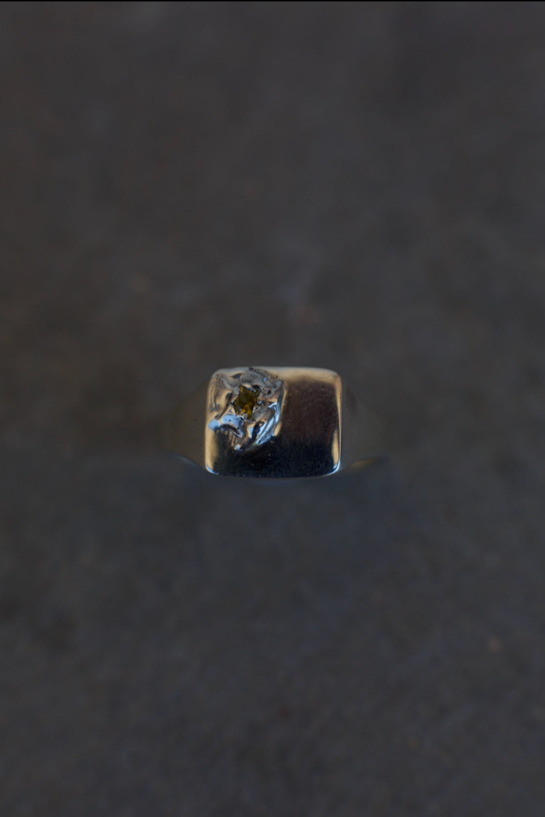 Silver signet with yellow sapphire