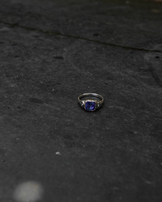 Silver ring with Tanzanite and Aquamarine