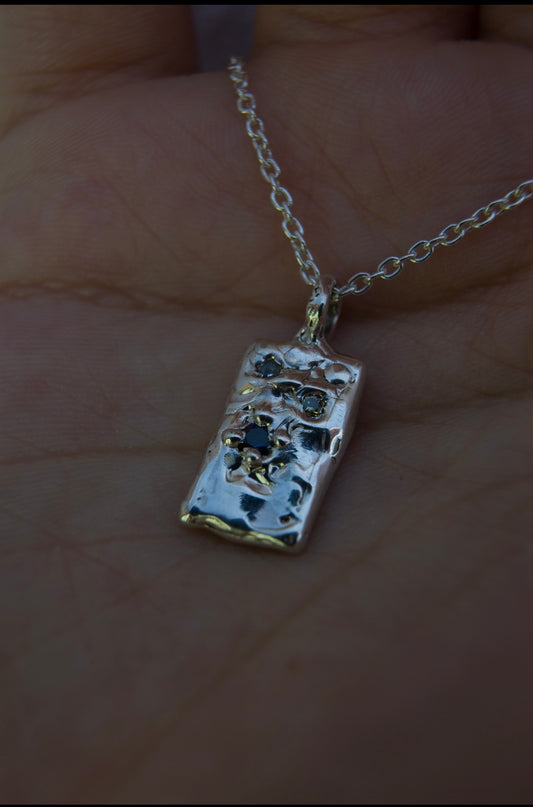Silver pendant with Blue Sapphire, Aquamarine and Yellow Sapphire